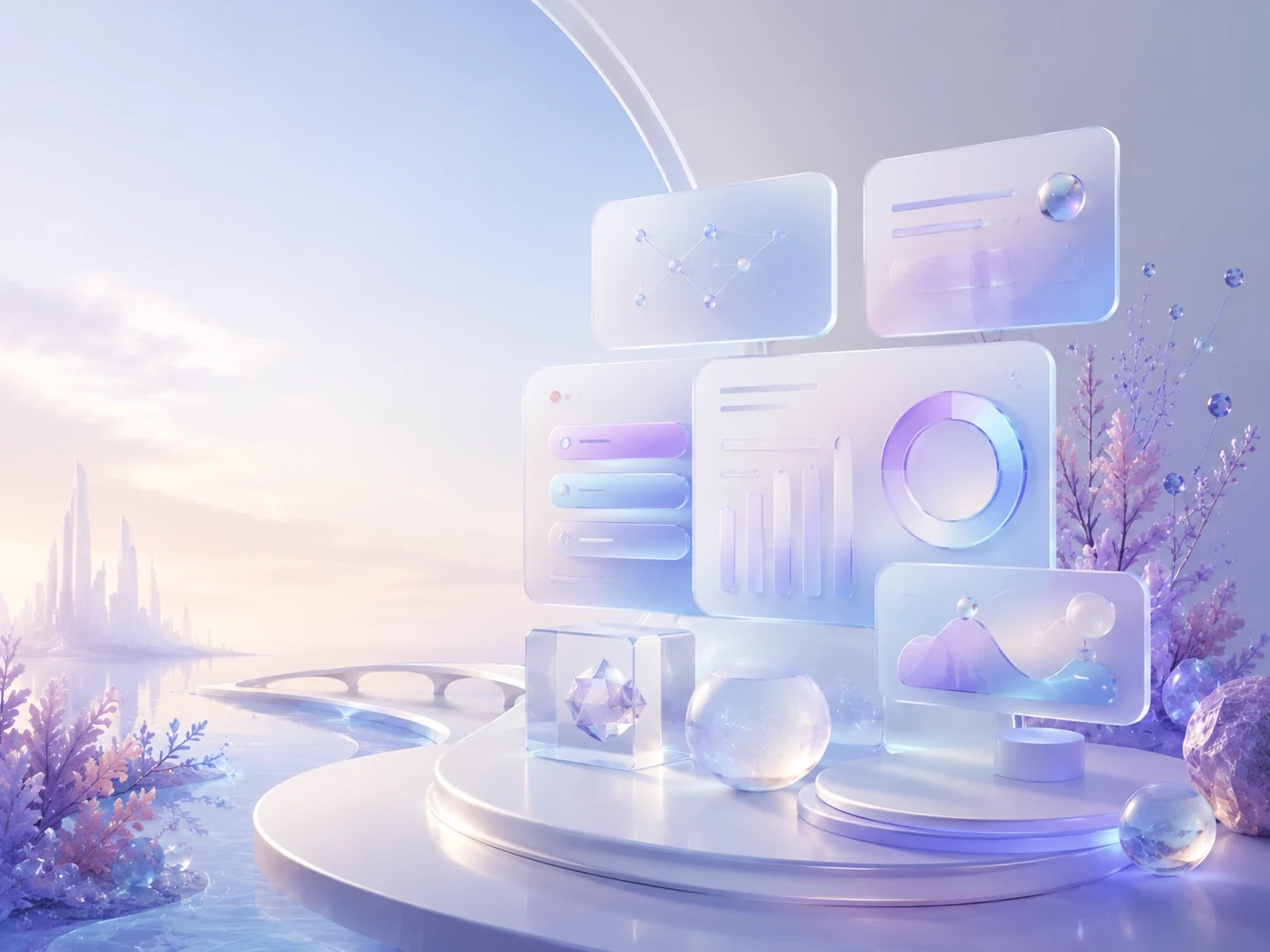 Soft futuristic interface representing structured business technology planning